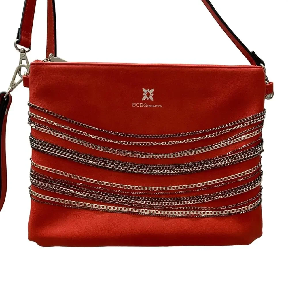 BCBGeneration | Milena Red Crossbody Silver Chain